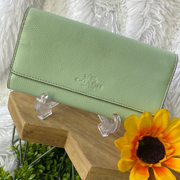 Coach Handbags - Coach Trifold Mint Green Wallet